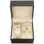 Ficha técnica e caractérísticas do produto Kit 3 Peças Relógio Champion com Cristais Dourado Cn28991w