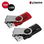 Kit 2 Pen Drive Kingston 8GB e 16GB USB 2.0 - DataTraveler 101 G2