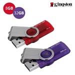 Ficha técnica e caractérísticas do produto Kit 2 Pen Drive Kingston 8GB e 32GB USB 2.0 - DataTraveler 101 G2