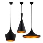 Ficha técnica e caractérísticas do produto Kit Pendentes Estilo Tom Dixon Preto/Cobre Trio (Funil,Balão,Chapéu)