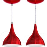 Ficha técnica e caractérísticas do produto Kit 2 Pendentes Gota (Vermelho Metálico / Branco) - Shop da Iluminação
