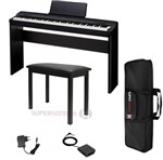 Ficha técnica e caractérísticas do produto Kit Piano CASIO Privia PX-160BK 88 Teclas + Estante CS-67BK + Banqueta BP-20C + Bag + Pedal + Fonte