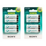 Ficha técnica e caractérísticas do produto Kit Pilhas Sony 8 AA Pequena 2500 Mah Recarregável