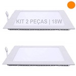 Ficha técnica e caractérísticas do produto Kit 2 Plafon 18W Luminárias LED Painel Embutir QUADRADO Branco Quente SLIM