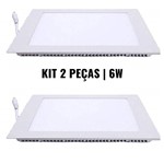 Ficha técnica e caractérísticas do produto Kit 2 Plafon 6w Luminárias LED Painel Embutir QUADRADO Branco Frio SLIM