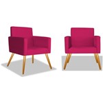 Kit 2 Poltronas Cadeiras Decorativa Beatriz Sala Quarto Escritório Recepção Suede Rosa Pink - AM DECOR