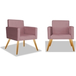 Ficha técnica e caractérísticas do produto Kit 2 Poltronas Cadeiras Decorativa Beatriz Sala Quarto Escritório Recepção Suede Rose - AM DECOR