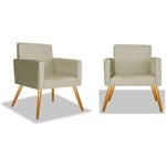Ficha técnica e caractérísticas do produto Kit 2 Poltronas Cadeiras Decorativa Nina Sala Quarto Escritório Recepção Suede - AM DECOR - BEGE