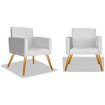 Ficha técnica e caractérísticas do produto Kit 2 Poltronas Cadeiras Decorativa Nina Sala Quarto Escritório Recepção Corino - AM DECOR - BRANCO