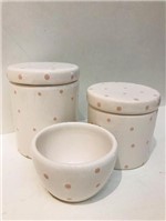 Ficha técnica e caractérísticas do produto Kit Porcelana Branco com Póa Rosa - Detalhes