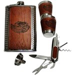 Ficha técnica e caractérísticas do produto Kit Porta Whisky Garrafa de Bolso Cantil 9 OZ 261ml