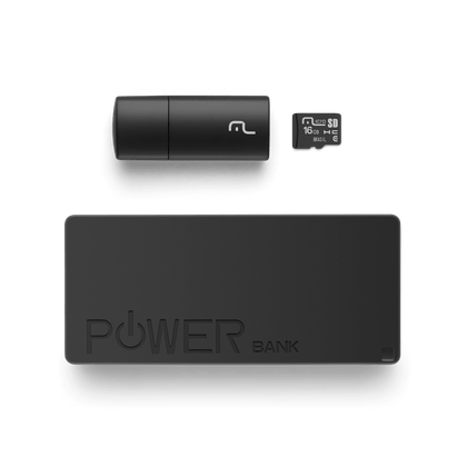 Kit Powerbank, Cartão de Memória CL10 16GB MC220 Multilaser