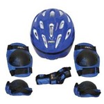 Ficha técnica e caractérísticas do produto Kit Proteção Azul Tam P 411102 7 Itens Skate Rollers Bicicleta Patins