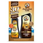 Ficha técnica e caractérísticas do produto Kit Protetor Solar Bronzeador Australian Gold Spray Gel FPS 30 + Acelerador de Bronzeado Australian Gold Clear Dark Tanninml Spray - 237ml+125ml