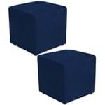 Ficha técnica e caractérísticas do produto Kit Puffs Lyam Decor Quadrado Decorativo Suede 414 Azul Marinho