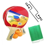 Ficha técnica e caractérísticas do produto Kit Raquetes para Ping Pong com Suporte + Rede + 3 Bolinhas