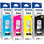 Ficha técnica e caractérísticas do produto Kit 4 cores Refil Tintas Black Epson T544 Original L3110 L3170