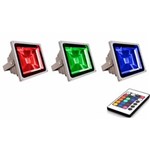 Ficha técnica e caractérísticas do produto Kit 3 Refletor LED 30 W Holofote RGB Colorido Bivolt Prova D`Água