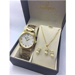 Ficha técnica e caractérísticas do produto Kit Relógio Champion Dourado Feminino Cn26046w