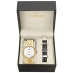 Ficha técnica e caractérísticas do produto Kit Relógio Champion Feminino Dourada