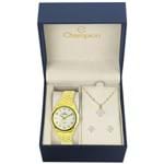 Ficha técnica e caractérísticas do produto Kit Relógio Champion Feminino Dourada - Ca21722w