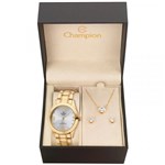 Ficha técnica e caractérísticas do produto Kit Relógio Champion Feminino Dourado - CH24268D