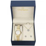 Ficha técnica e caractérísticas do produto Kit Relógio Champion Feminino Dourado - CH26695W