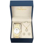 Ficha técnica e caractérísticas do produto Kit Relógio Champion Feminino Dourado - CN26813W