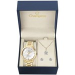 Ficha técnica e caractérísticas do produto Kit Relógio Champion Feminino Dourado - CN29258C
