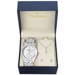 Ficha técnica e caractérísticas do produto Kit Relógio Champion Feminino Prata - CH38226D