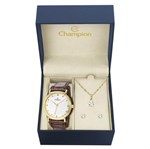 Ficha técnica e caractérísticas do produto Kit Relógio Champion Feminino Visor Branco - Cn20364w