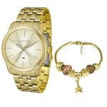 Ficha técnica e caractérísticas do produto Kit Relogio Feminino Dourado Lince com Pulseira LRG4551L KU8