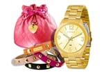 Ficha técnica e caractérísticas do produto Kit Relógio Feminino Dourado Lince Lrg4250L K061