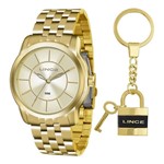 Ficha técnica e caractérísticas do produto Kit Relógio Feminino Lince Dourado com Chaveiro LRG4510L KU54