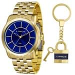 Ficha técnica e caractérísticas do produto Kit Relógio Feminino Lince Dourado com Chaveiro LRG4510L KU56