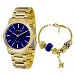 Ficha técnica e caractérísticas do produto Kit Relógio Feminino Lince LRG4506L KU52 - Dourado/Azul