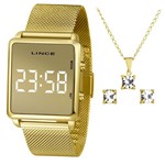 Ficha técnica e caractérísticas do produto Kit Relógio Lince Digital Led Feminino MDG4619L BXKX Dourado