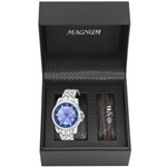 Ficha técnica e caractérísticas do produto Kit Relógio Magnum Masculino Prata e Azul