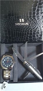 Ficha técnica e caractérísticas do produto Kit Relógio Seculus Masculino + Canivete 28938 Gosvna1