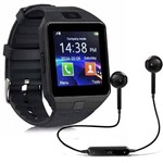 Ficha técnica e caractérísticas do produto Kit Relógio Smartwatch Dz09 + Fone Bluetooth - Original Touch Bluetooth Gear Chip - Preta