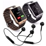 Ficha técnica e caractérísticas do produto Kit 2 Relógios Smartwatch Dz09 + 2 Fone Bluetooth - Original Touch Bluetooth Gear Chip - Prata