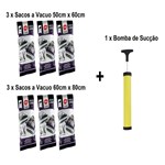 Ficha técnica e caractérísticas do produto Kit Saco a Vácuo com 3 X 50 X 60cm + 3 X 60 X 80cm e Bomba de Sucção