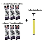 Ficha técnica e caractérísticas do produto Kit Saco a Vácuo com 3 x 50 x 60cm + 3 x 60 x 80cm e Bomba de Sucção