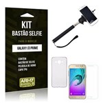 Ficha técnica e caractérísticas do produto Kit Selfie Samsung J3 Prime Bastão Selfie + Capa Tpu + Película de Vidro -ArmyShield