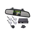 Ficha técnica e caractérísticas do produto Kit Sensor de Estacionamento Retrovisor LCD Camera Ré Branco - Orbe