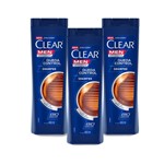 Ficha técnica e caractérísticas do produto Kit 3 Shampoos Anticaspa Clear Men Controle da Queda 400ml - Leve 03 Pague 02
