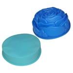 Ficha técnica e caractérísticas do produto Kit Silicone Cozinha 2 Forma Doce Torta Flor Redonda Azul (Kit2-Sili-6-11)