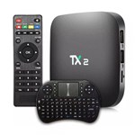 Kit Smart Tv Box Midia Streaming TX-2 4k + Mini Teclado Universal Smart Tv com Led - Diversos