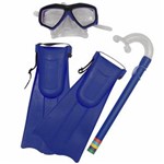 Ficha técnica e caractérísticas do produto Kit Snorkel com Máscara Ajustável e Nadadeiras Lente Acrílic