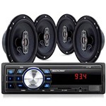 Ficha técnica e caractérísticas do produto Kit Som Automotivo Mp3 Multilaser One + 4 Alto Falantes de 6 Quadrixiais 60w Rms Au953